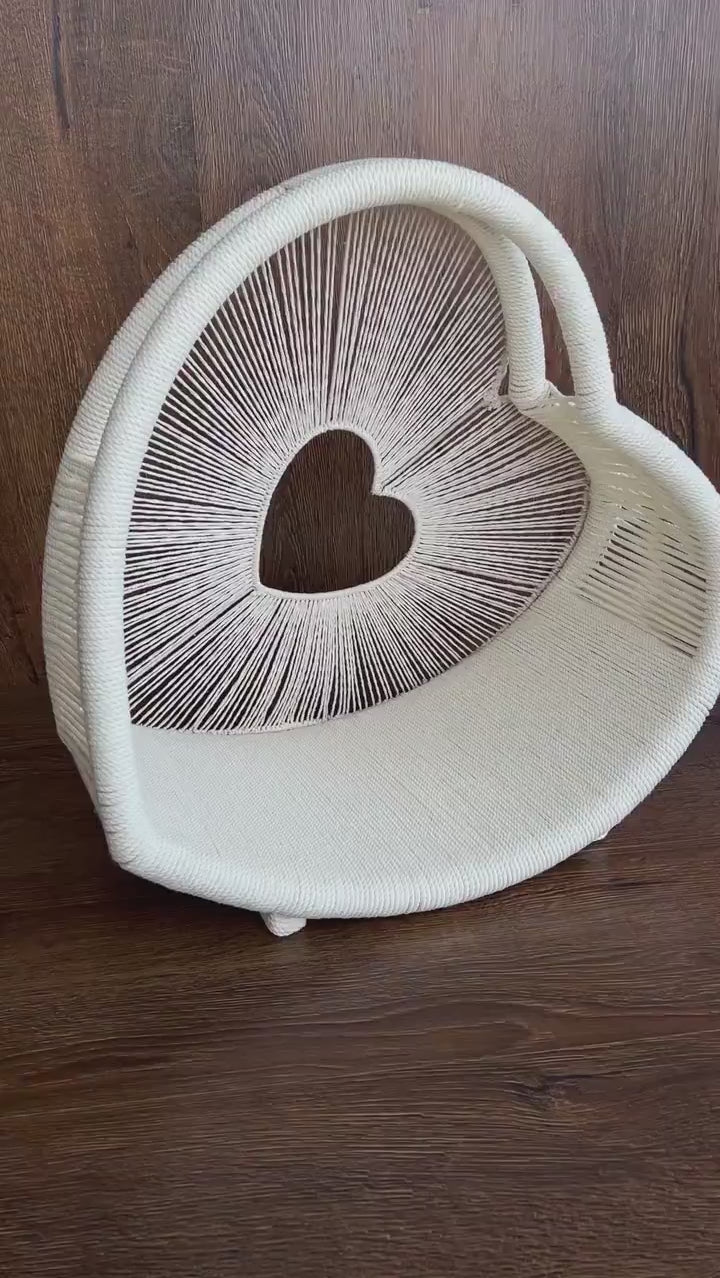 Newborn Heart Photography Props, Newborn Photography Prop Boho, Newborn Basket Prop, Baby Heart Basket Photo Prop, Macrame Photo Prop