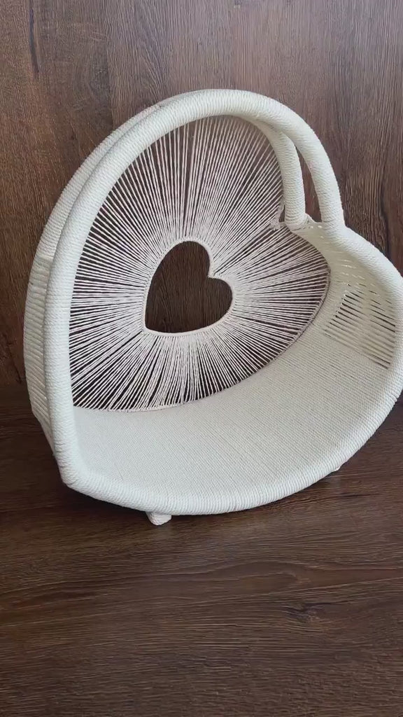 Newborn Heart Photography Props, Newborn Photography Prop Boho, Newborn Basket Prop, Baby Heart Basket Photo Prop, Macrame Photo Prop