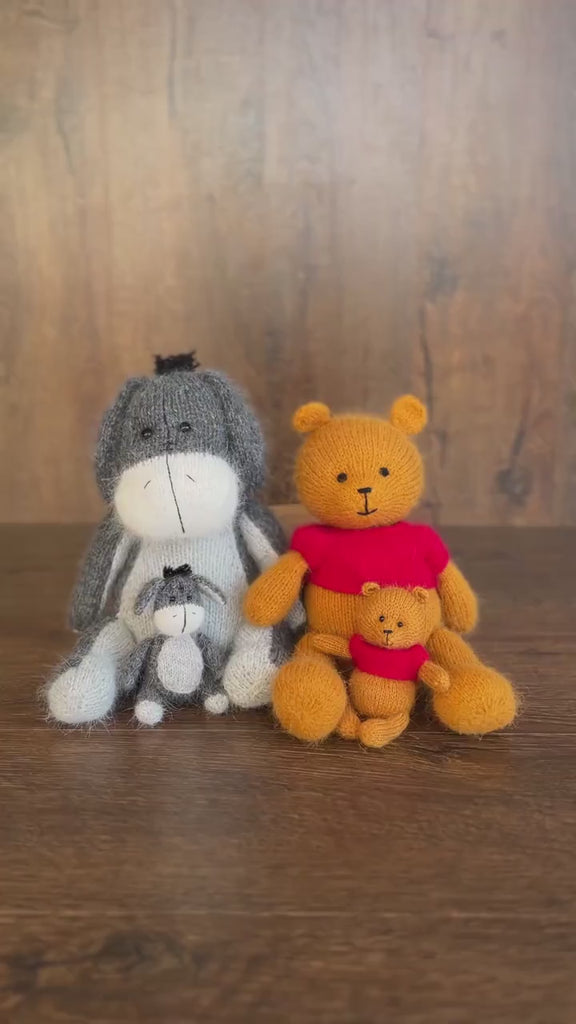 Baby Crochet Teddy Bear Birthday Gift Cartoon Characters, Newborn Photography props, Newborn Knitted Teddy Bear Toy, Baby Donkey Cartoon Toy