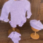 Angora Baby Girl Knit Romper with Wavy Edges – Newborn Photography Outfit & Coming Home Gift, Newborn Knitted Outfit, Newborn Photo Props