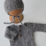 Newborn Romper Outfit with Pom Pom Hat, Newborn Boy Coming Home Outfit, Newborn Girl Romper,Newborn Knitted Outfit,Newborn Photography props