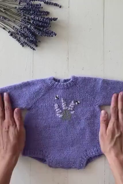 Baby Girl Knit Embroidered Flower Romper, Newborn coming home outfit for Girl, Hand Embroidered Knit Romper, Newborn Knitted Outfit