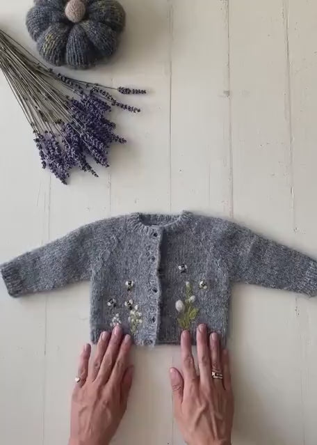 Baby Knit Outfit Embroidered, Newborn coming home outfit for Girl, Hand Embroidered Knit Romper, Cardigan Set Baby Outfit, Newborn Knit Prop