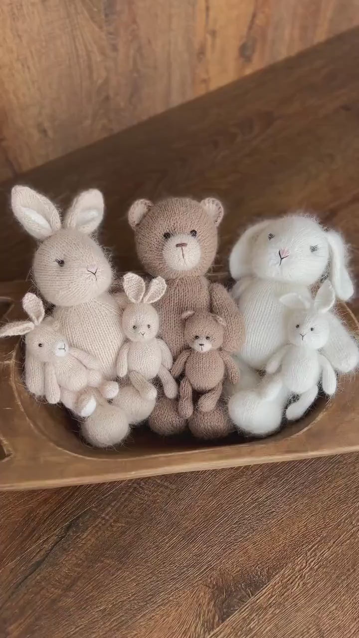 Newborn Knitted Bear Photography Props, Newborn Knit Rabbit Toy, Baby Bear Crochet Toy,Newborn Photography Prop, Knit Newborn Teddy Bear Toy