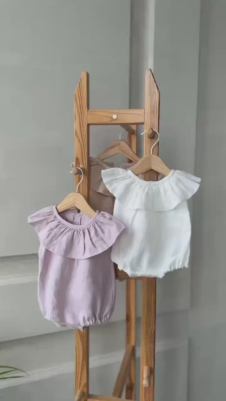 Baby Girl Linen Romper, Baby Linen Outfit for Girl, Girl Linen Boho Dress, Newborn Girl Coming Home outfit, Newborn Photography Outfit Girl