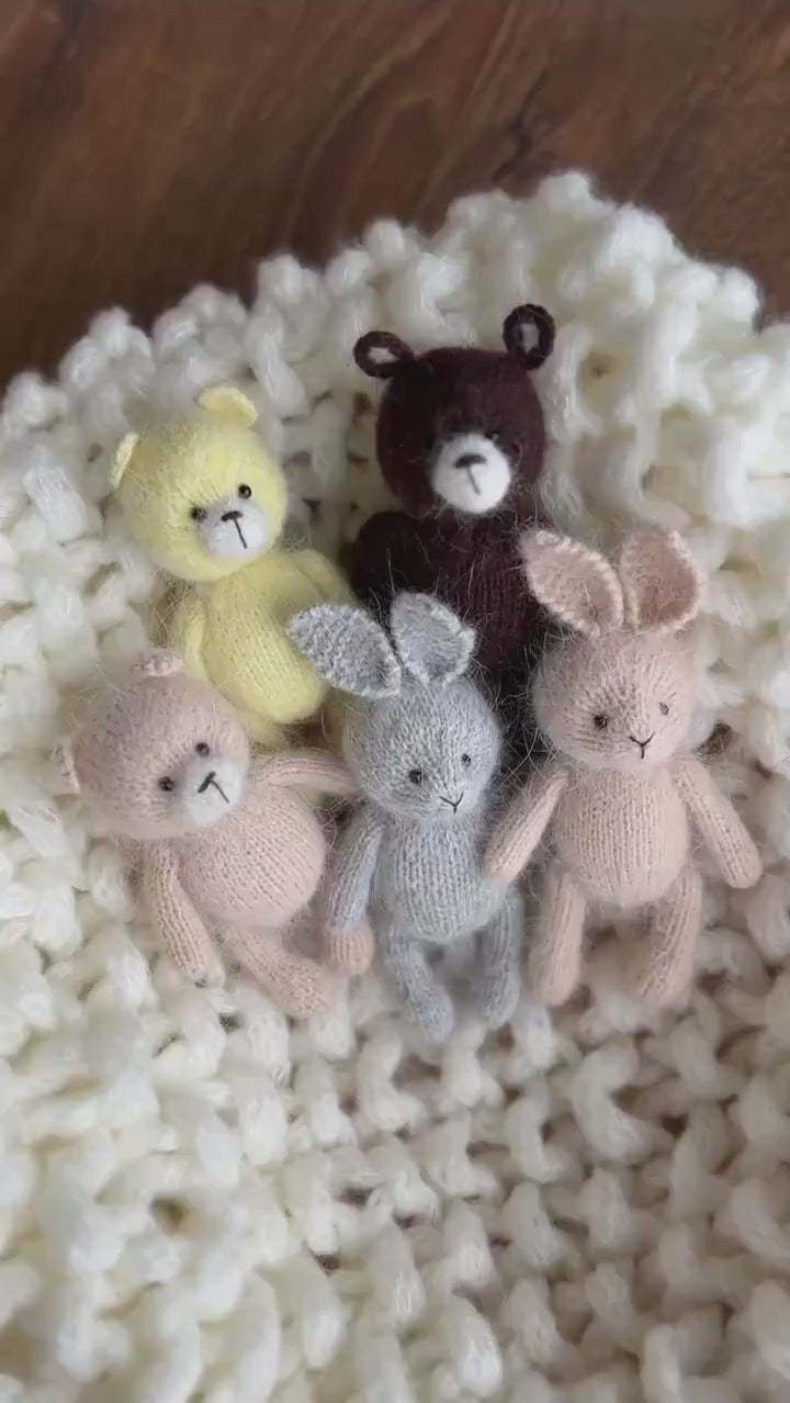 Newborn Knitted Bear Photography Props, Newborn Knit Rabbit Toy, Baby Bear Crochet Toy,Newborn Photography Prop, Knit Newborn Teddy Bear Toy