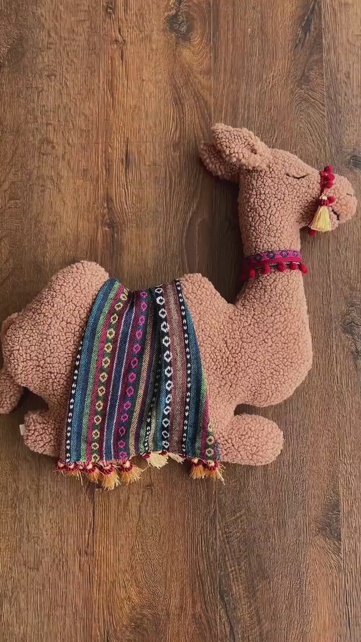 Camel Posing Pillow Toy for Newborn Photography or Nursery Decor