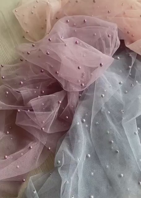 Pearl Bead Tulle Fabric for Newborn Photography Props, Newborn Wrap Pearl Beading Tulle Lace Fabric, Newborn Posing Fabric,Newborn Lace Wrap