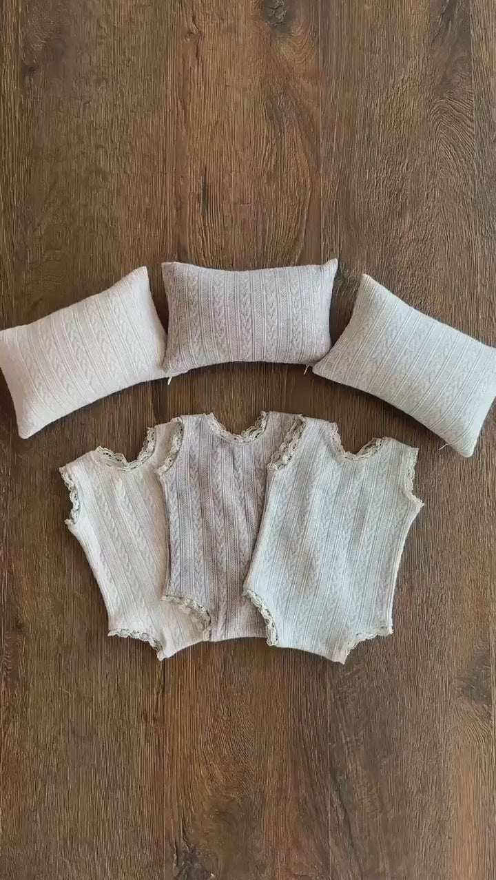 Newborn Girl Outfit with Photo Pillow, Newborn Girl Coming Home Outfit, Newborn Photography props, Newborn Posing pillow,Newborn Girl Romper