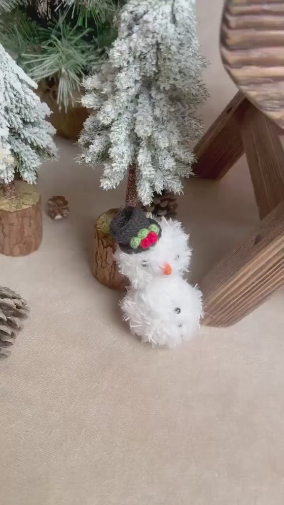 Fluffy Knitted Snowman Outfit with Toy: Newborn Christmas Photography Prop