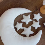 White Newborn Velvet Moon Pillow with Stars, Suede Crescent Moon Pillow Props for Newborn Photography, Newborn Photography Moon Props Set