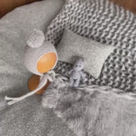 Gray Newborn Photography Props, Newborn Knitted Bonnet and Wool Blanket, Newborn Posing Pillow, Newborn Fabric Backdrop for Beanbag Pillow