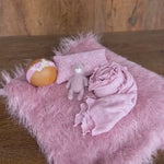 Rose Flokati Newborn Photography Props Set for Girl, Newborn Posing Fabric Wrap, Newborn Layering Photo Props, Newborn Posing Pillow Props