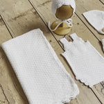 White Newborn Crochet Romper and Bonnet Set, Newborn Knitted Outfit, Newborn Knitted Blanket, Newborn Photography props, Baby Girl Romper