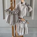 Baby Linen Sets, Baby Girl Linen Romper, Baby Linen Apparel, Linen Boho Dress, Newborn Girl Coming Home outfit, Newborn Photography Outfit