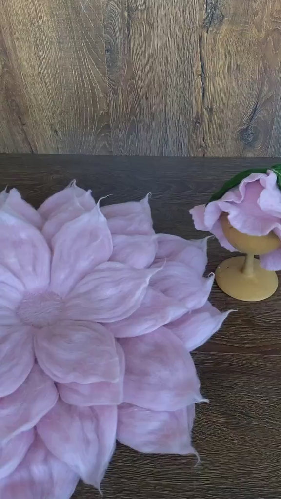 Baby Flower Felt Hat, Flower Newborn Merino Wool Felted Rug Set with Felted Hat for Girl, Newborn Photography props,Newborn Felted Props Set