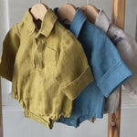 Baby Boy Linen Shirt, Baby Linen Outfit for Boy, Linen Unisex Baby Clothing, Newborn Boy Coming Home outfit, Newborn Photography Outfit Boy