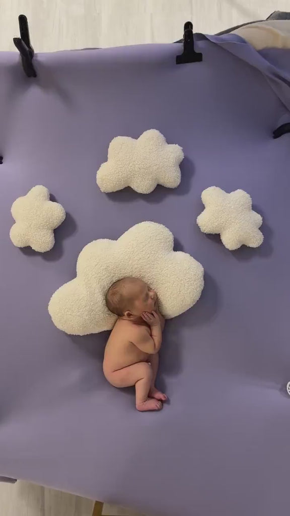 Curly Fur Cloud Pillow for Baby Room Decor, Newborn Cloud Pillow Props for Newborn Photography Props Set, Newborn Posing Pillow Props