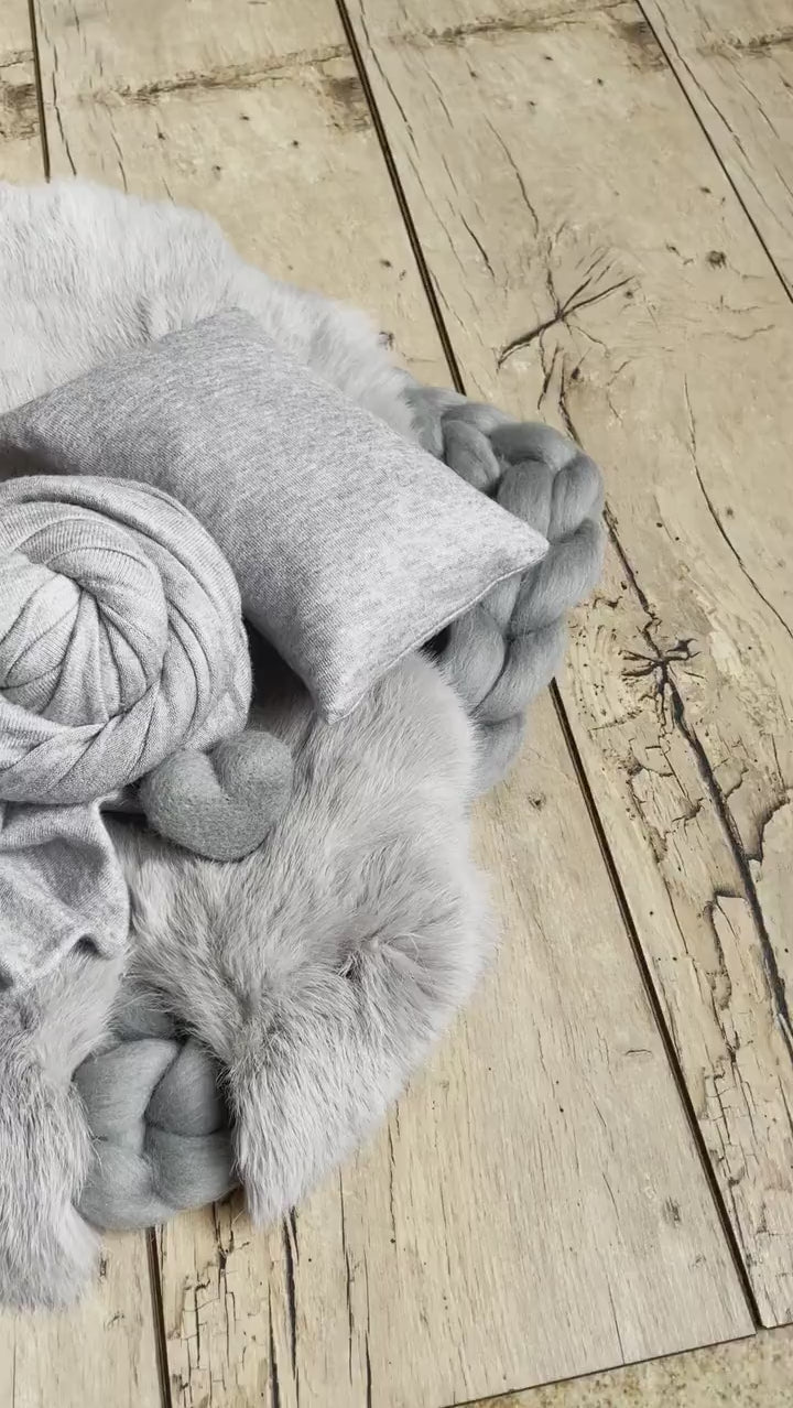 Gray Newborn Photography Props, Newborn Merino Wool Blanket, Newborn Posing Fabric Props, Newborn Posing Pillow, Newborn Sleep Hat Boy