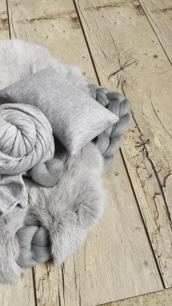 Gray Newborn Photography Props, Newborn Merino Wool Blanket, Newborn Posing Fabric Props, Newborn Posing Pillow, Newborn Sleep Hat Boy