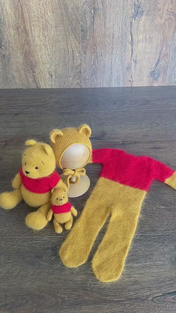Newborn Bear Outfit, Newborn Knitted Outfit, Bear Newborn Photography props, Newborn Teddy Bear Outfit, Newborn Coming Home Outfit Boy