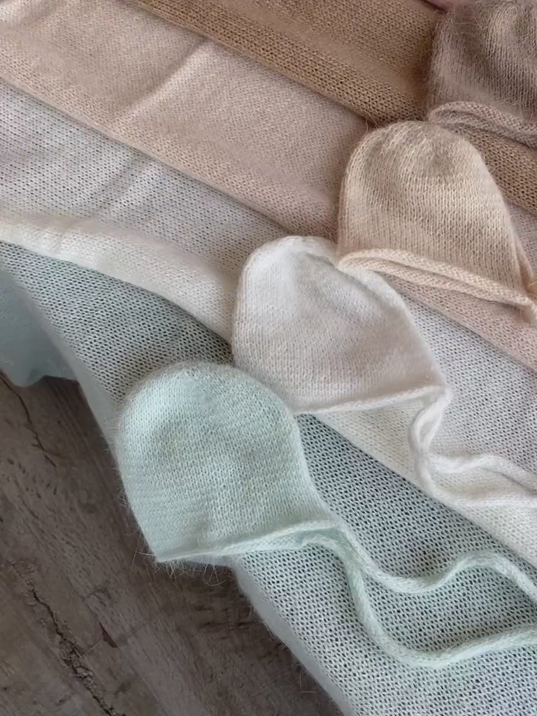 Newborn Knitted Wrap and Bonnet Prop Set, Newborn Knitted Outfit, Newborn Photography Props, Knit Newborn Bonnet, Baby Props for Photography