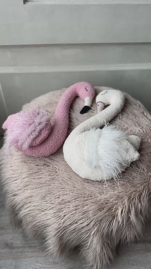 Newborn Flamingo Posing Toy, Newborn Animal Posing Pillow for Newborn Photography props, Newborn Stuffed Animal Pillow, White Swan Pillow